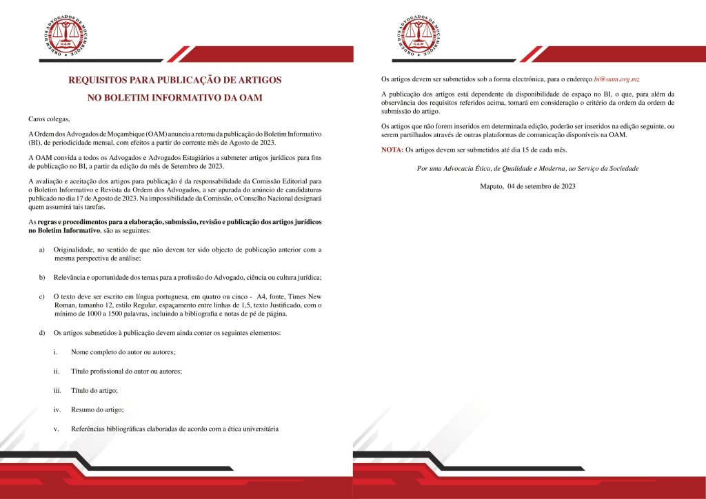 Boletim Informativo n° 22 by Ordem dos Advogados de Moçambique - Issuu