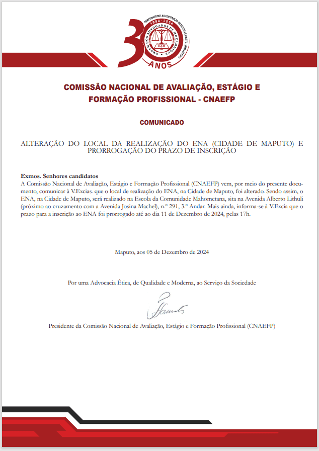 COMUNICADO – CNAEFP