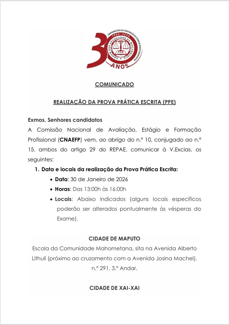 CNAEFP – COMUNICADO