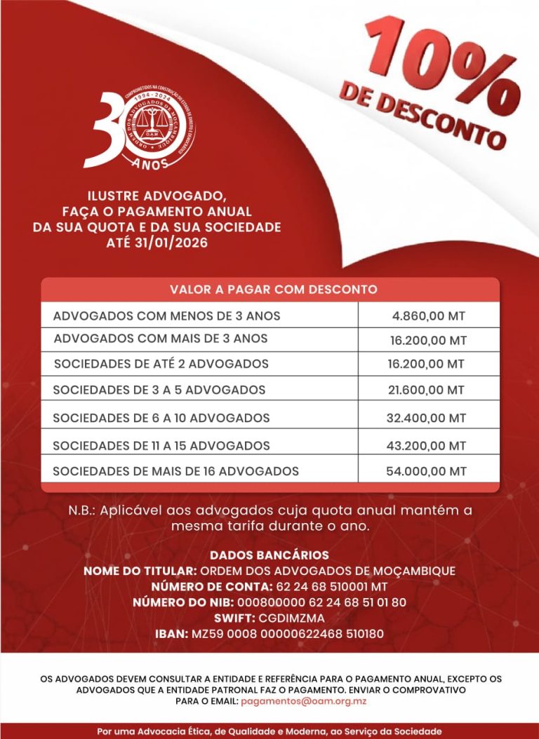 PAGAMENTO ANUAL DA SUA QUOTA E DA SUA SOCIEDADE ATÉ 31/01/2026