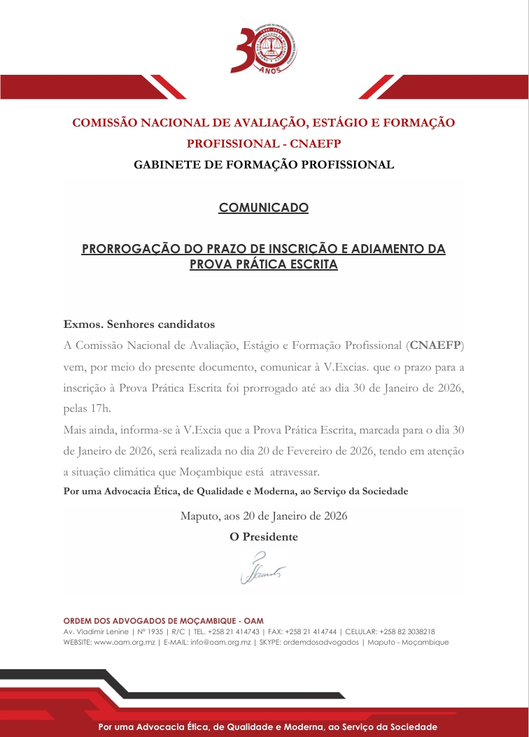 CNAEFP – COMUNICADO