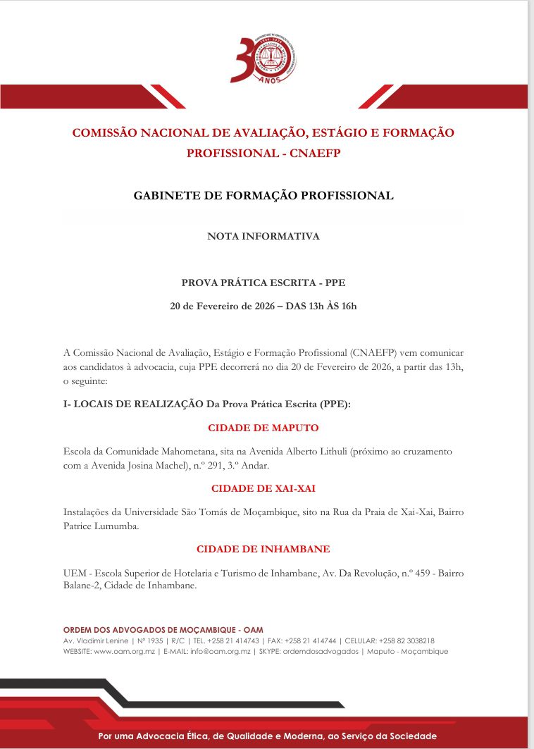 CNAEFP – PROVA PRÁTICA ESCRITA – PPE