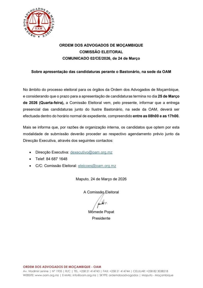 ORDEM DOS ADVOGADOS DE MOÇAMBIQUE COMISSÃO ELEITORAL