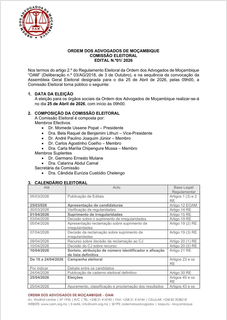 COMISSÃO ELEITORAL Edital Nº1/2026