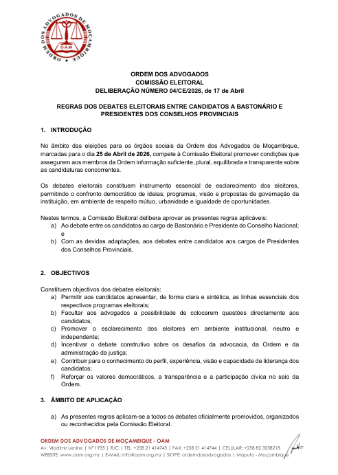 Deliberação N.º 04/CE/2026, de 17 de Abril