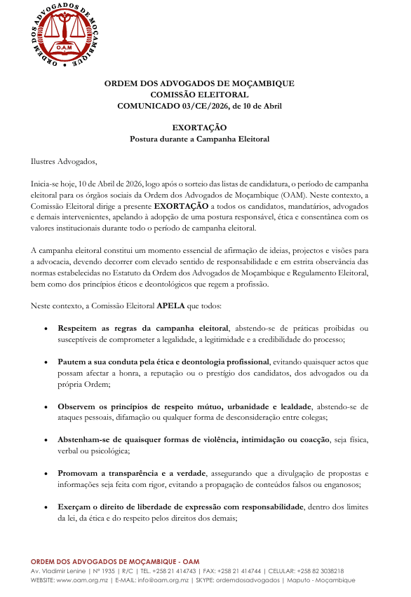 Comunicado 03/CE/2026, de 10 de Abril
