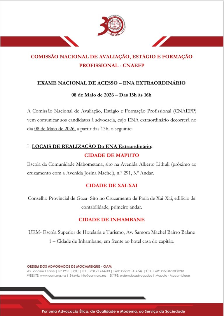 CNAEFP – EXAME NACIONAL DE ACESSO – ENA EXTRAORDINÁRIO