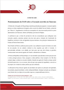 Posicionamento da OAM sobre a Execução ocorrida em Xinavane