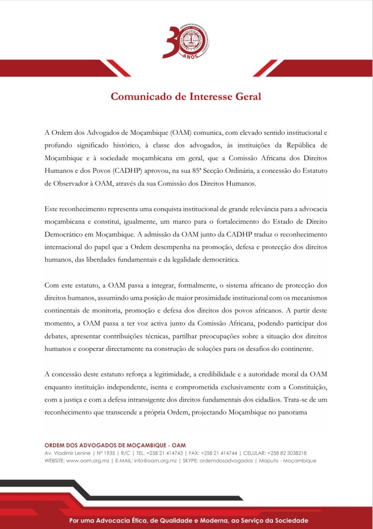 Comunicado de Interesse Geral