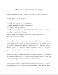 Aula magna sobre ética, justiça e cidadania no Estado de Direito Democrático