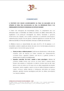  COMUNICADO – A PROPÓSITO DOS GRAVES ACONTECIMENTOS NA PRAIA DA MACANETA